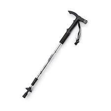 Hiking trekking stick with led- black - silver