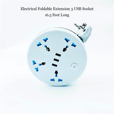 Electrical Foldable Extension 3 USB Socket 16.5 Feet Long