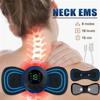 EMS Mini Portable Electric Neck Back Body Pain Relief Massager