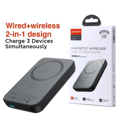  Jr-W020 Magnetic Wired + Wireless 2-In-1 Design Wireless Power Bank 10000mah Black