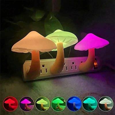 LED Night Lights Mushroom Shape Automatic Sensor Wall Lamps (Pack of 2)