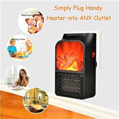 Mini electric wall-outlet flame heater portable 900 watt with remote
