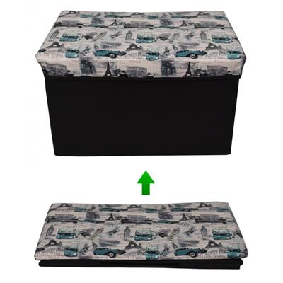 Foldable storage stool seat suede cube ottoman bench