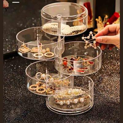 Transparent 360 Degrees Rotary Multilayer Jewelry Storage Box