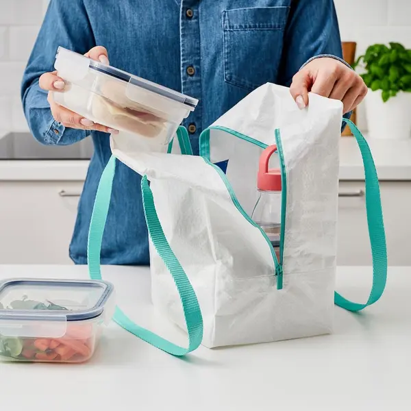 Ikea-Lunch bag-Color-white/turquoise