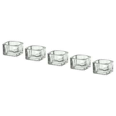 Ikea tealight holder, clear glass, 5x5 cm