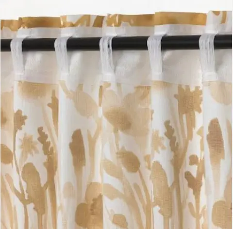 Ikea Curtains (1 pair, light beige/floral pattern)