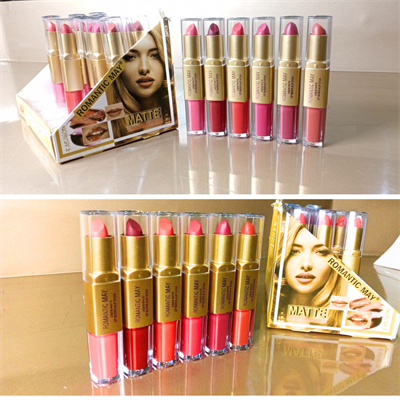 Romantic May Lipstick With Gloss 2 in 1 Pack Liquid Matte 6 PC Set