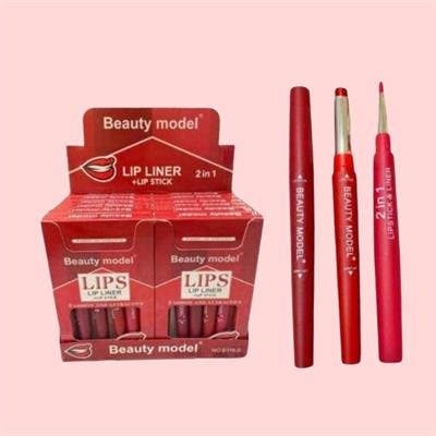 Beauty Model 2in1 Lipstick + Lip liner 6Pcs Set