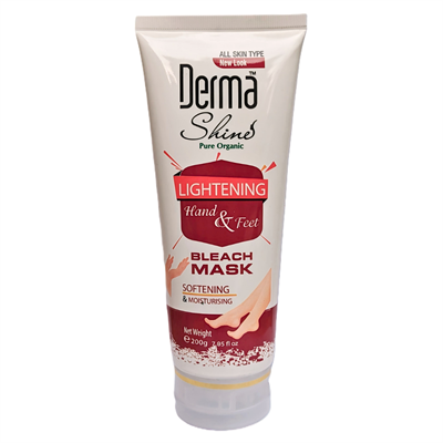 Derma Shine Hand & Feet Lightening Bleach Mask Targets Sun-Damaged, Uneven Skin, Blemishes & Spots