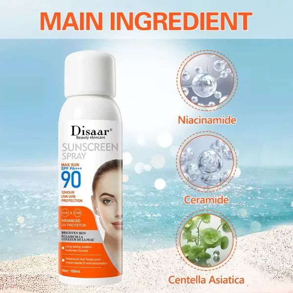 Disaar Max Sun SPF 90 PA+++ Sunscreen 160ml – Ultra High Protection, Lightweight & Non-Greasy
