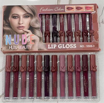 HUXIABEAUTY New Nude Fashion color Lip Gloss 12 pc set