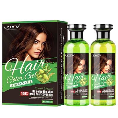 Lichen Hair Color Gel with Argan Oil Dark Brown 258 x 2 = 516ml (Pack of 2)