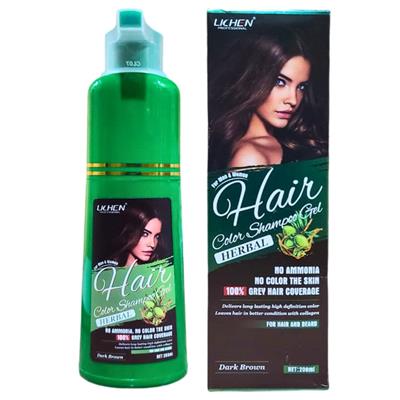 Lichen Hair Color Shampoo Gel Dark Brown 200ml