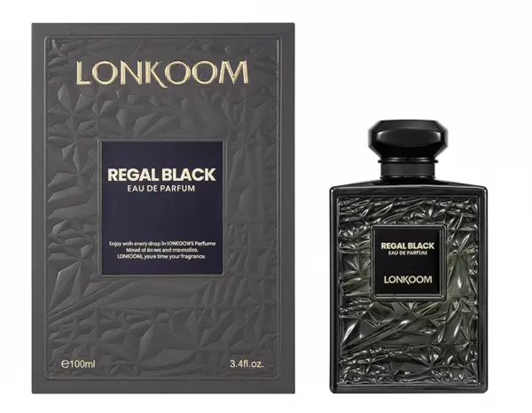 Lonkoom Regal Black Eau de Parfum – 100ml – Bold, Woody & Spicy Fragrance for Men