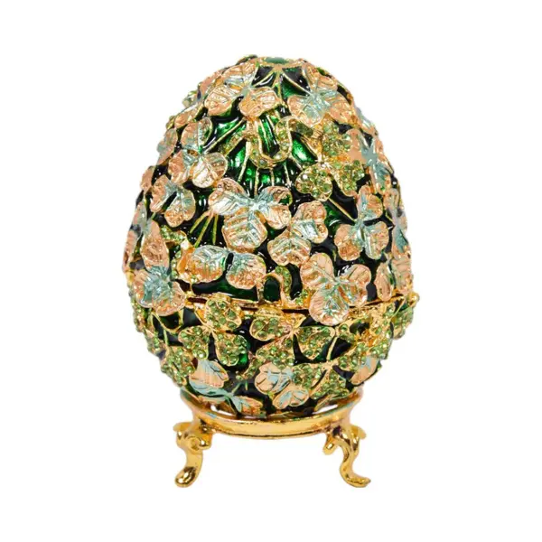 Luxury Enamel Egg Jewellery Box – Vintage Decorative Trinket Storage with Floral Design