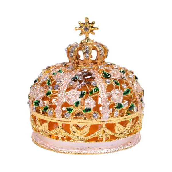 Royal Crown Jewellery Box – Gold & Enamel Decorative Trinket Holder with Crystals
