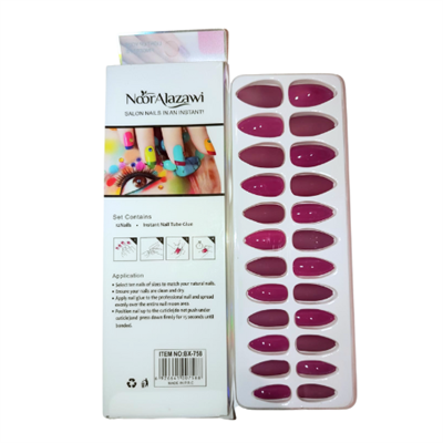 Noor Alazawi -Press on single color nail 24 pc Set4