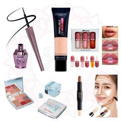 Deal Karite Mascaea +  Loreeal Foundation + Lipsgloss set +Eyeshadows + Highlighter +Controur stick