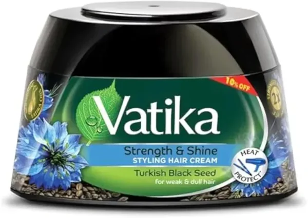 Vatika Naturals Turkish Black Seed Styling Hair Cream 140ml – Strength, Shine & Heat Protection