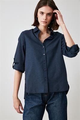 Navy Blue Straight Cut Shirt 