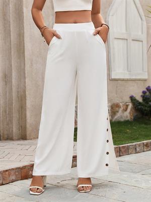 SHEIN LUNE Solid Color Wide Leg Pants