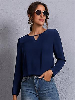 SHEIN Solid Keyhole Neck Blouse