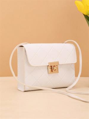 SHEIN Fashionable Geometric Pattern Flip-Lock Square Bag