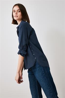 Navy Blue Straight Cut Shirt 