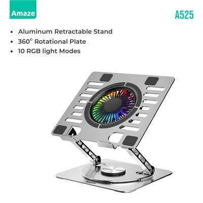 Amaze A525 RGB Laptop Rotatable Cooling Stand with 360 degree Rotational Plate