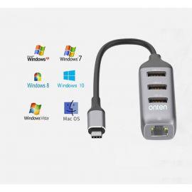 ONTEN TYPE C TO 3 PORT USB3.0 & GIGABITE LAN (RJ-45)