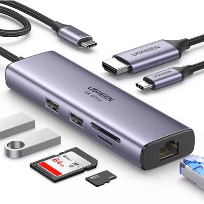 UGREEN 60515 7-in-1 4K HDMI 4K@60HZ USB-C MULTIPORT HUB