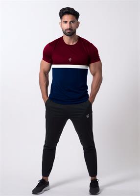 Burgundy Tri-Panalled Tee