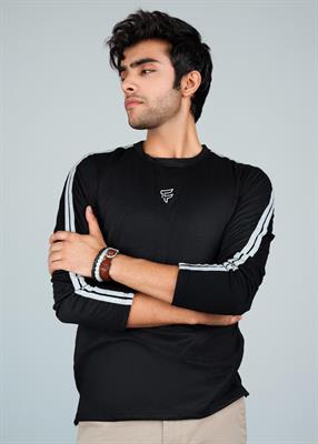 Oshan Striper Full Sleeve Tee - Black