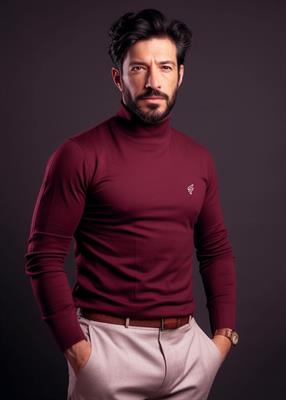 Solid Burgundy Turtleneck Full Sleeve Tee