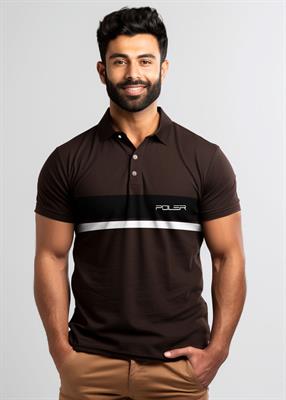 Brown Chest Panalled Polo