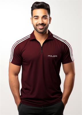 Maroon Shoulder Stripes Z-Polo