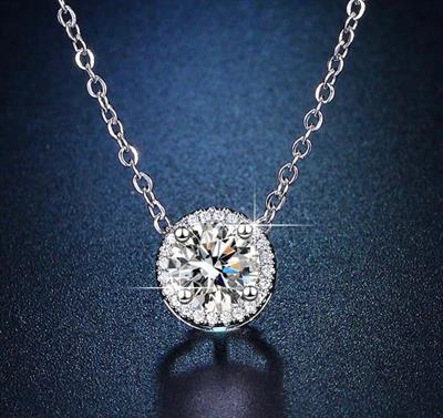 Round Zircon Silver Pendant