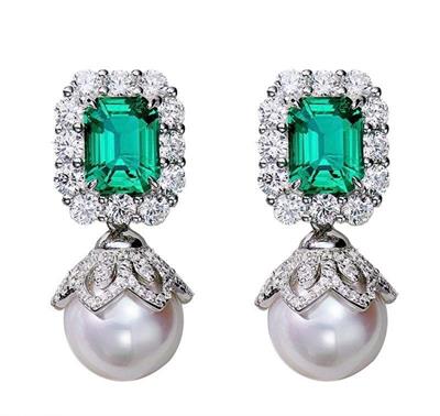 Pearl Drop Zircon Earrings Pair