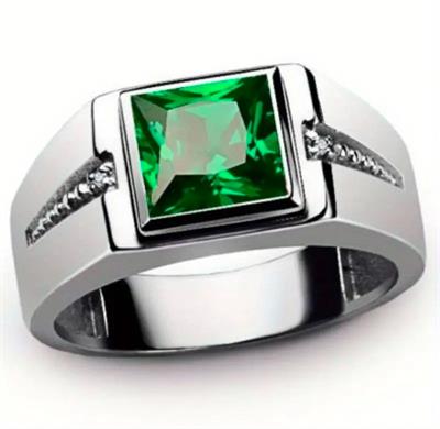 Men Green Zirconia Ring 