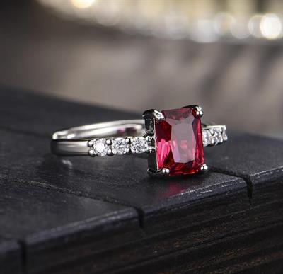 Rectangle Zircon Adjustable Ring 