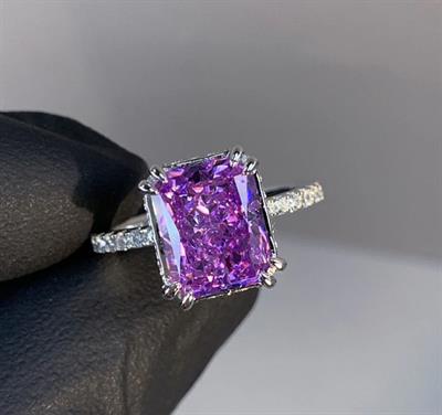 Purple Rectangle Adjustable Ring