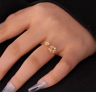 Leaf Flower Adjustable Ring