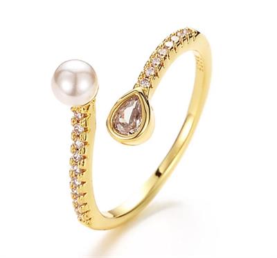 Tear/pearl Adjustable Ring