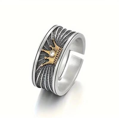 Vintage Men's Crown Adjustable Ring 