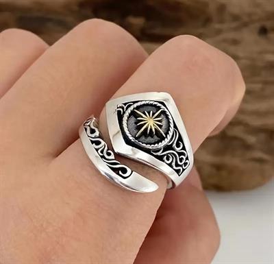 Trendy Retro Stra Men's Adjustable Ring