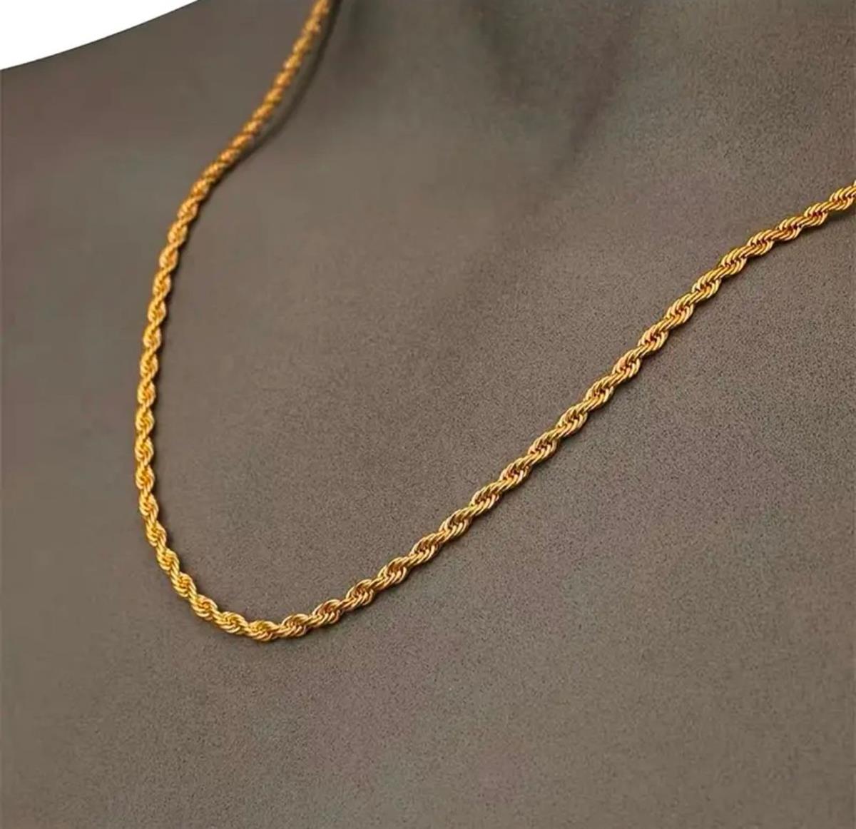 K Gold Plated Stainless Steel Twisted Rope Chain Necklace In Pakistan