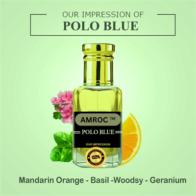 Amroc Polo Blue Impression Attar for Men Long Lasting Perfume Fragrance Oil