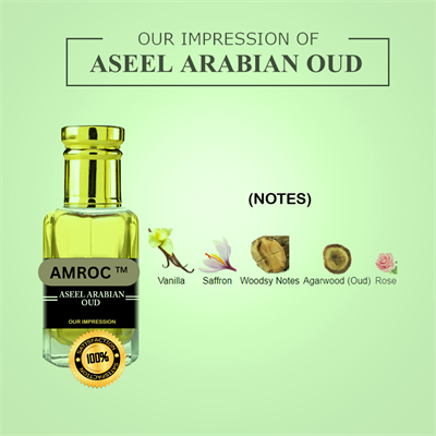 Amroc Aseel Arabian Oud Impression Attar for Men Long Lasting Perfume Fragrance Oil