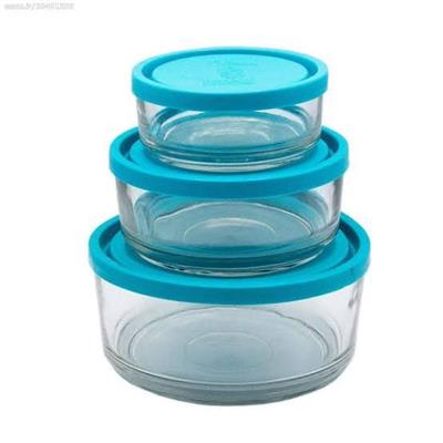 Amroc Set of 3 Piece Glass Storage Bowls with Plastic Lid